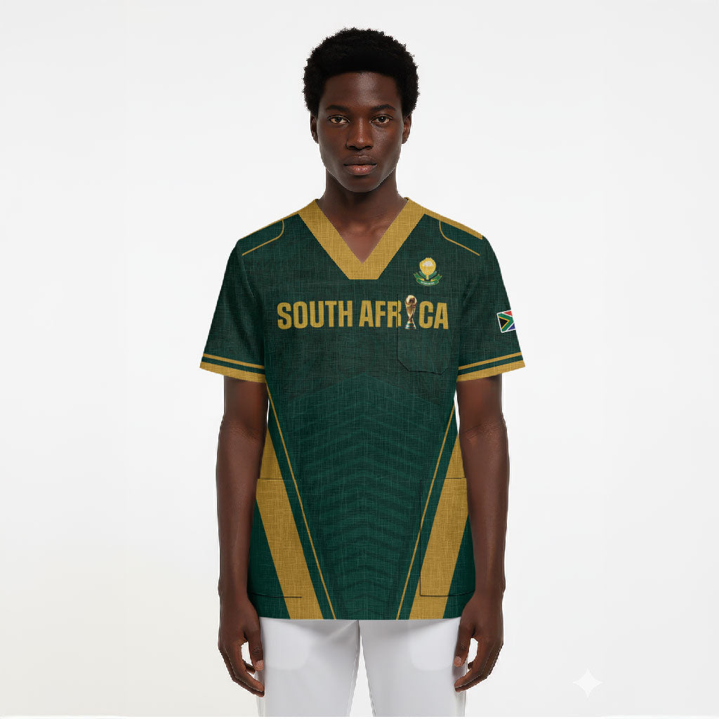 Custom South Africa 2026 World Football Scrub Top Bafana Bafana Woza