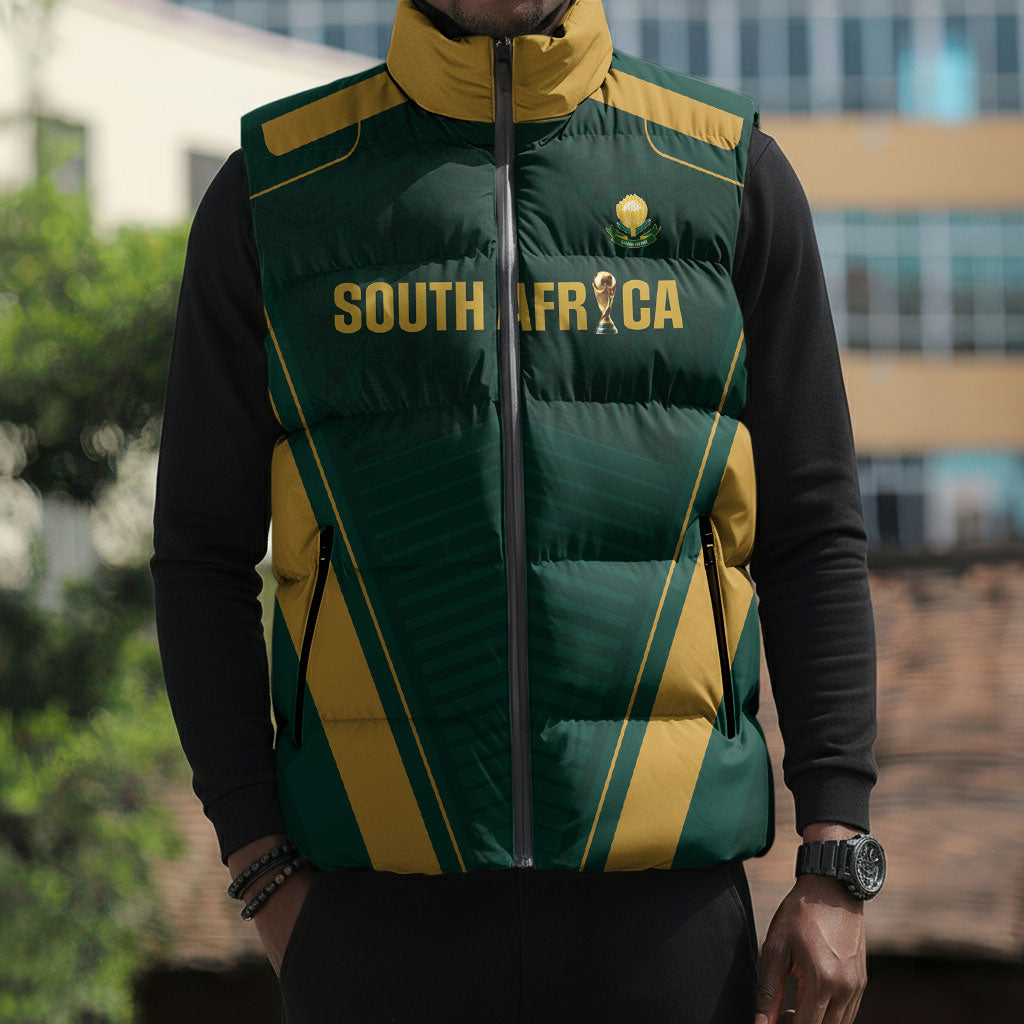 Custom South Africa 2026 World Football Sleeveless Puffer Jacket Bafana Bafana Woza