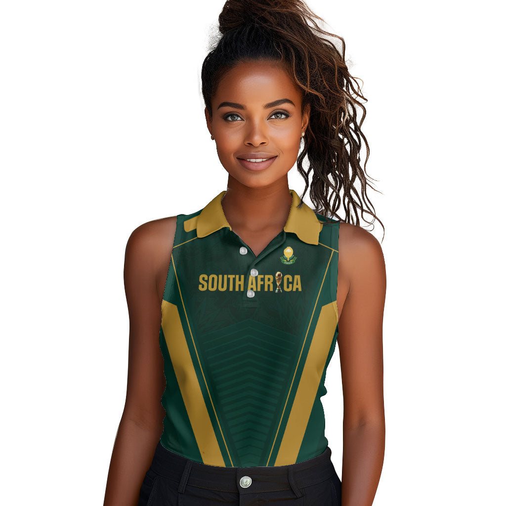Custom South Africa 2026 World Football Women Sleeveless Polo Shirt Bafana Bafana Woza