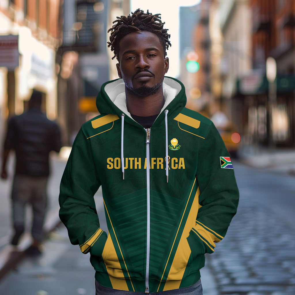 Custom South Africa 2026 World Football Zip Hoodie Bafana Bafana Woza