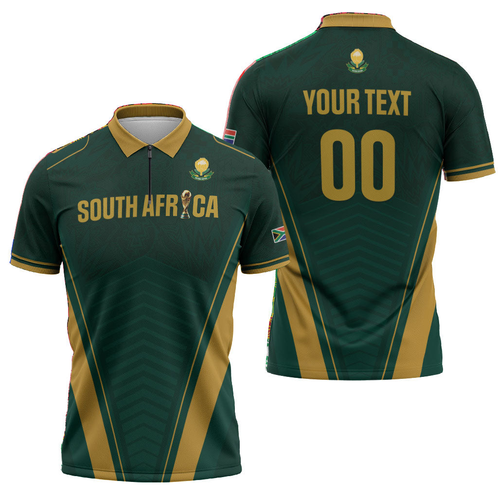 Custom South Africa 2026 World Football Zipper Polo Shirt Bafana Bafana Woza