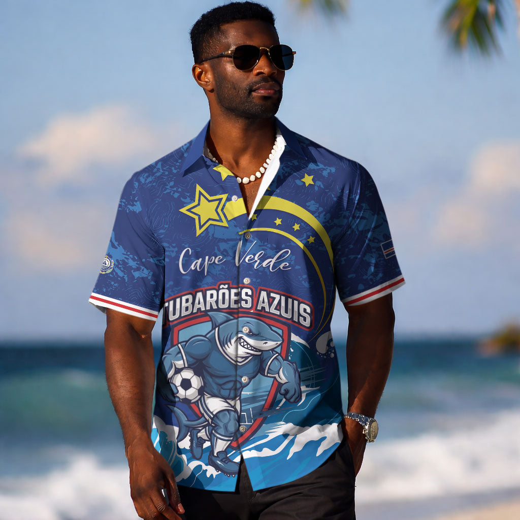 Custom Cape Verde 2026 World Football Hawaiian Shirt Blue Sharks Come On LT01