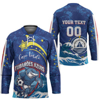 Custom Cape Verde 2026 World Football Hockey Jersey Blue Sharks Come On
