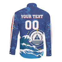 Custom Cape Verde 2026 World Football Long Sleeve Button Shirt Blue Sharks Come On