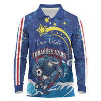 Custom Cape Verde 2026 World Football Long Sleeve Polo Shirt Blue Sharks Come On