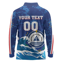 Custom Cape Verde 2026 World Football Long Sleeve Polo Shirt Blue Sharks Come On