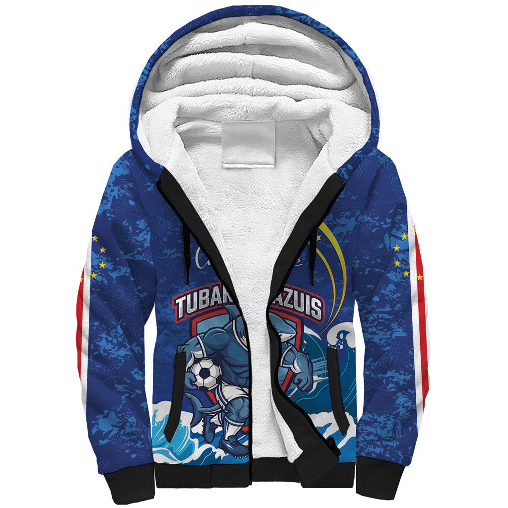 Custom Cape Verde 2026 World Football Sherpa Hoodie Blue Sharks Come On