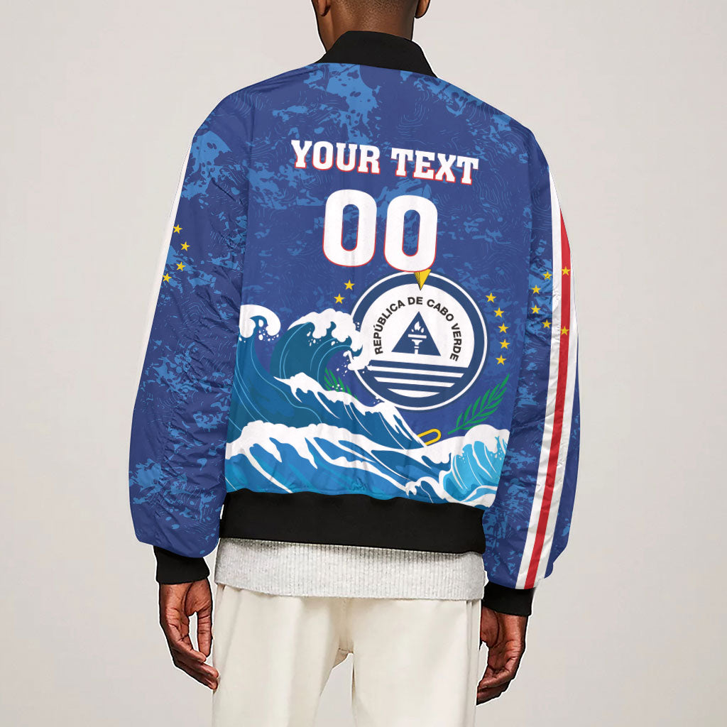 Custom Cape Verde 2026 World Football Sleeve Zip Bomber Jacket Blue Sharks Come On