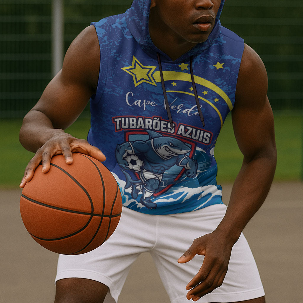 Custom Cape Verde 2026 World Football Sleeveless Hoodie Blue Sharks Come On