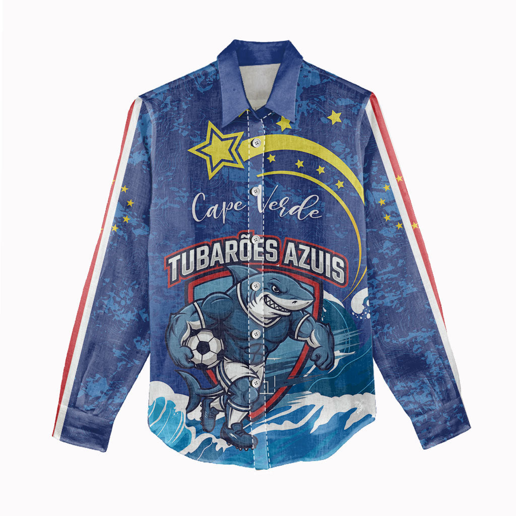 Custom Cape Verde 2026 World Football Women Casual Shirt Blue Sharks Come On