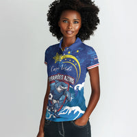 Custom Cape Verde 2026 World Football Women Polo Shirt Blue Sharks Come On