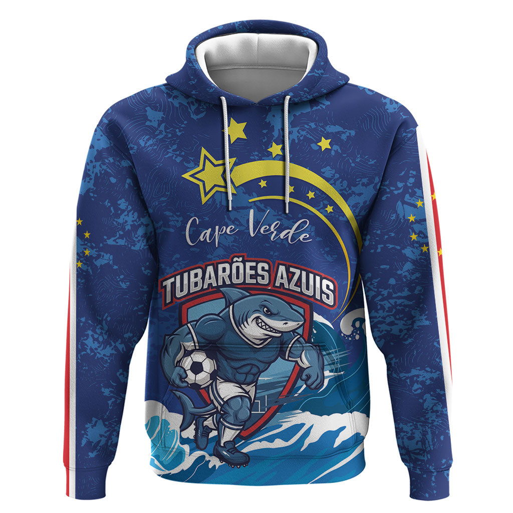 Custom Cape Verde 2026 World Football Zip Hoodie Blue Sharks Come On