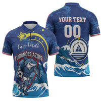 Custom Cape Verde 2026 World Football Zipper Polo Shirt Blue Sharks Come On
