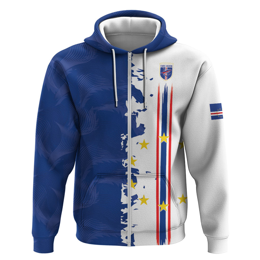Personalized Cabo Verde 2026 Football Zip Hoodie Crioulos Make History
