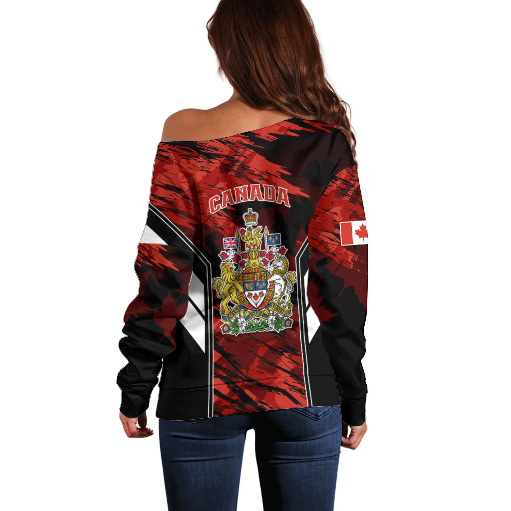 Canada Soccer Off Shoulder Sweater Canadian Maple Sporty Style - Wonder Print Shop
