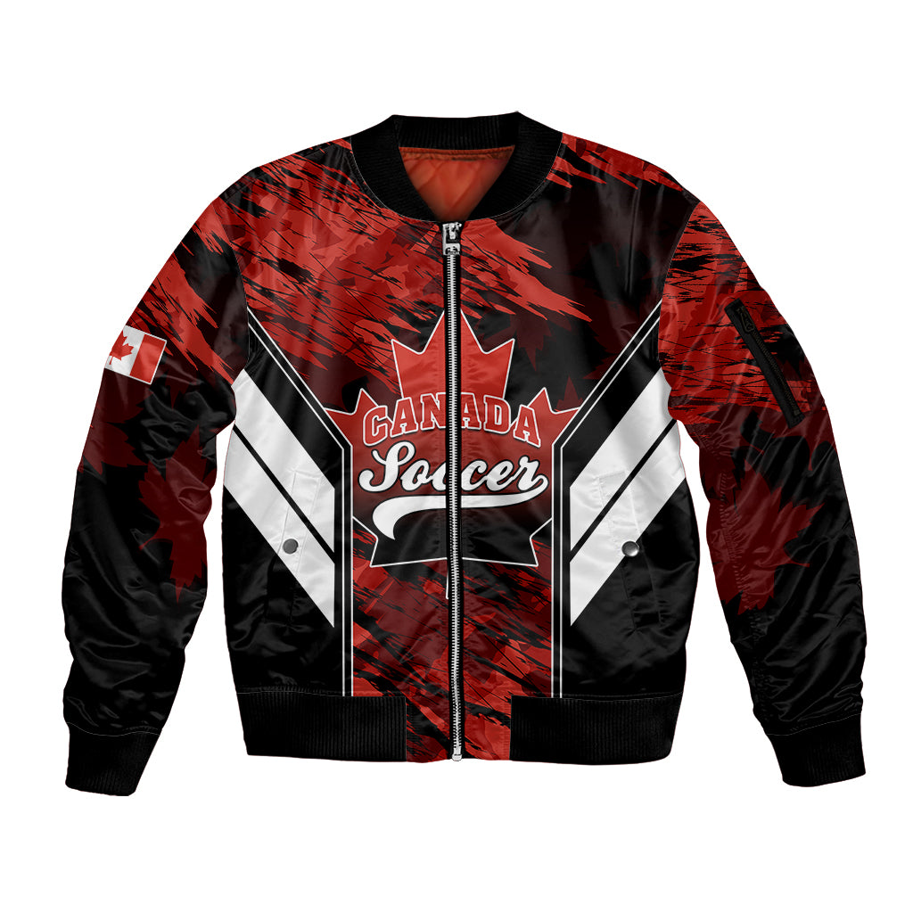 Canada Soccer Sleeve Zip Bomber Jacket Canadian Maple Sporty Style - Wonder Print Shop