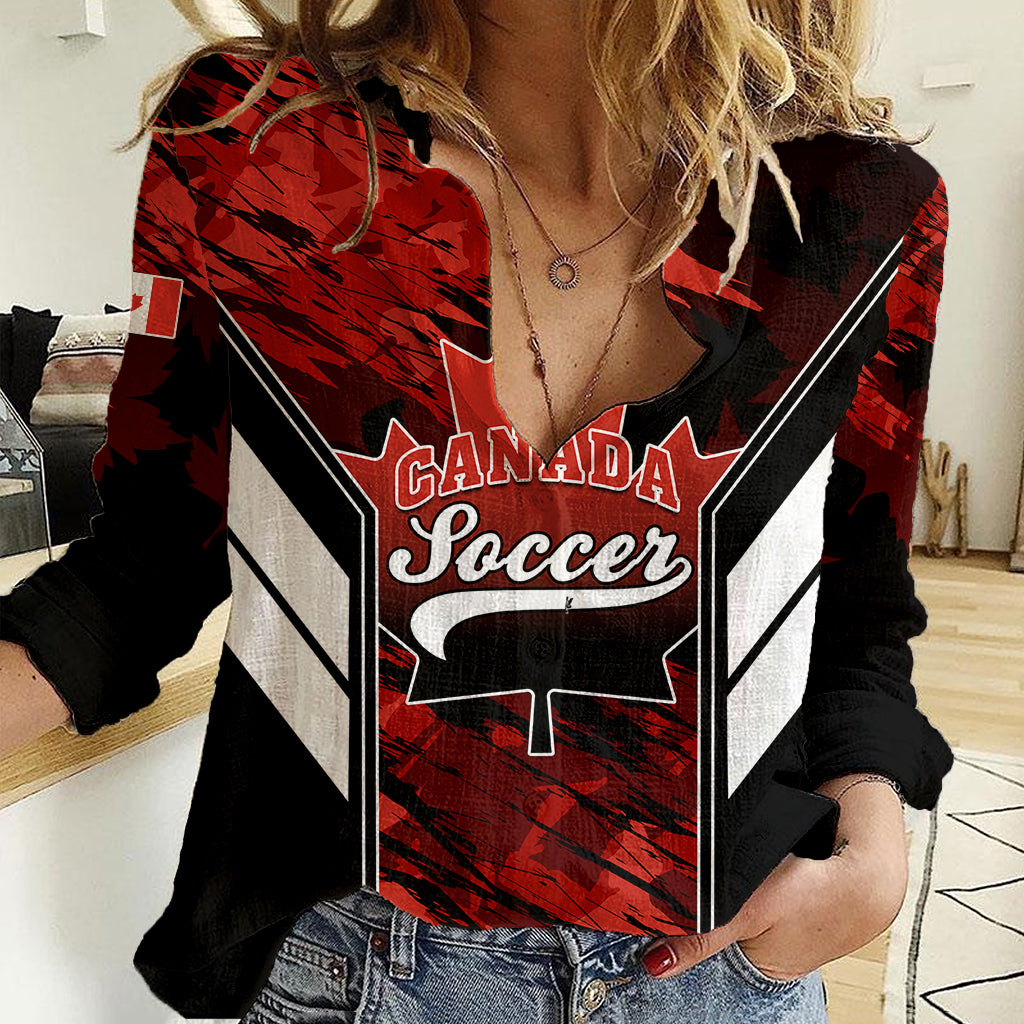 Canada Soccer Women Casual Shirt Canadian Maple Sporty Style - Wonder Print Shop