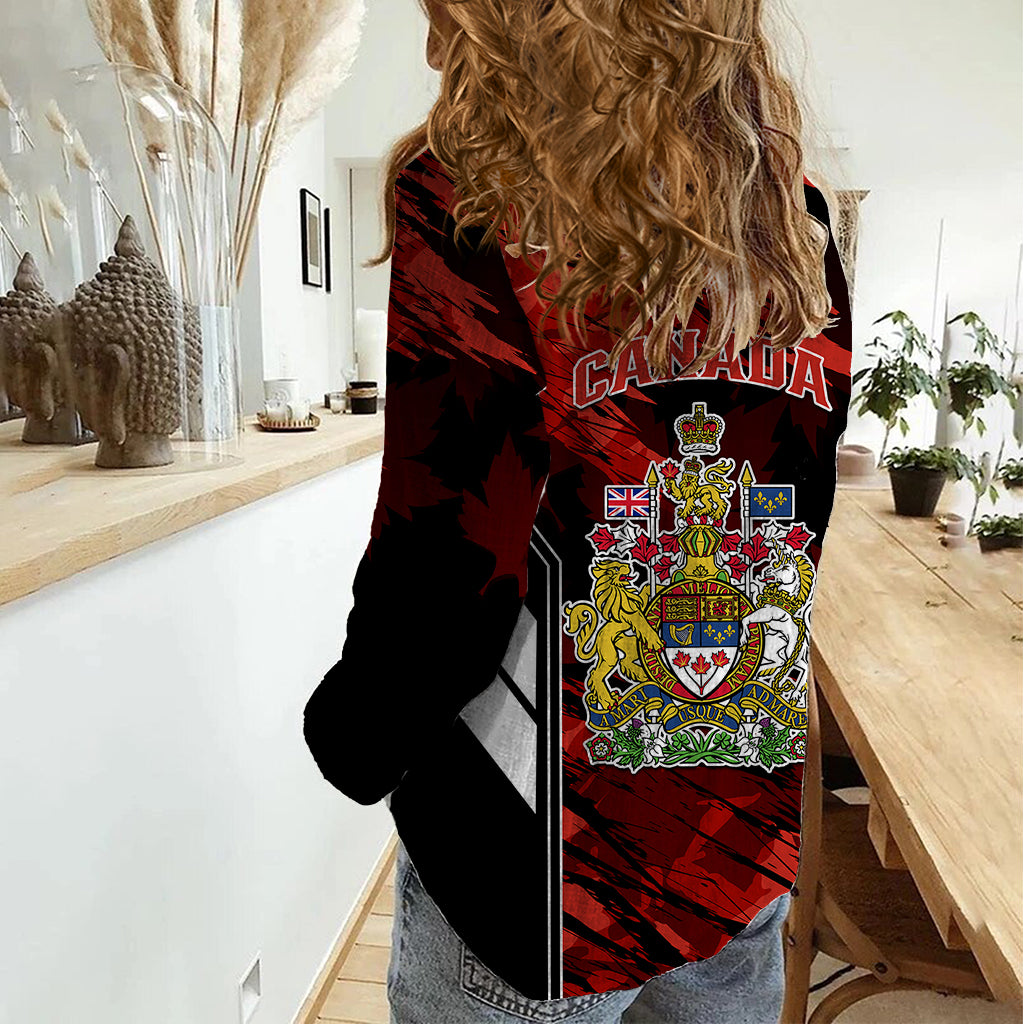 Canada Soccer Women Casual Shirt Canadian Maple Sporty Style - Wonder Print Shop
