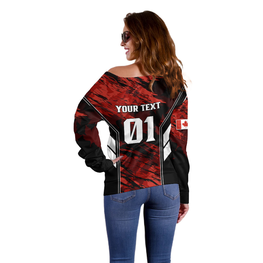 Personalised Canada Soccer Off Shoulder Sweater Canadian Maple Sporty Style - Wonder Print Shop