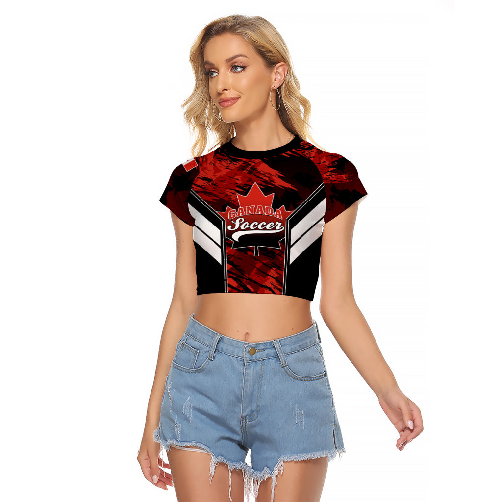 Personalised Canada Soccer Raglan Cropped T Shirt Canadian Maple Sporty Style - Wonder Print Shop