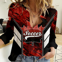 Personalised Canada Soccer Women Casual Shirt Canadian Maple Sporty Style - Wonder Print Shop