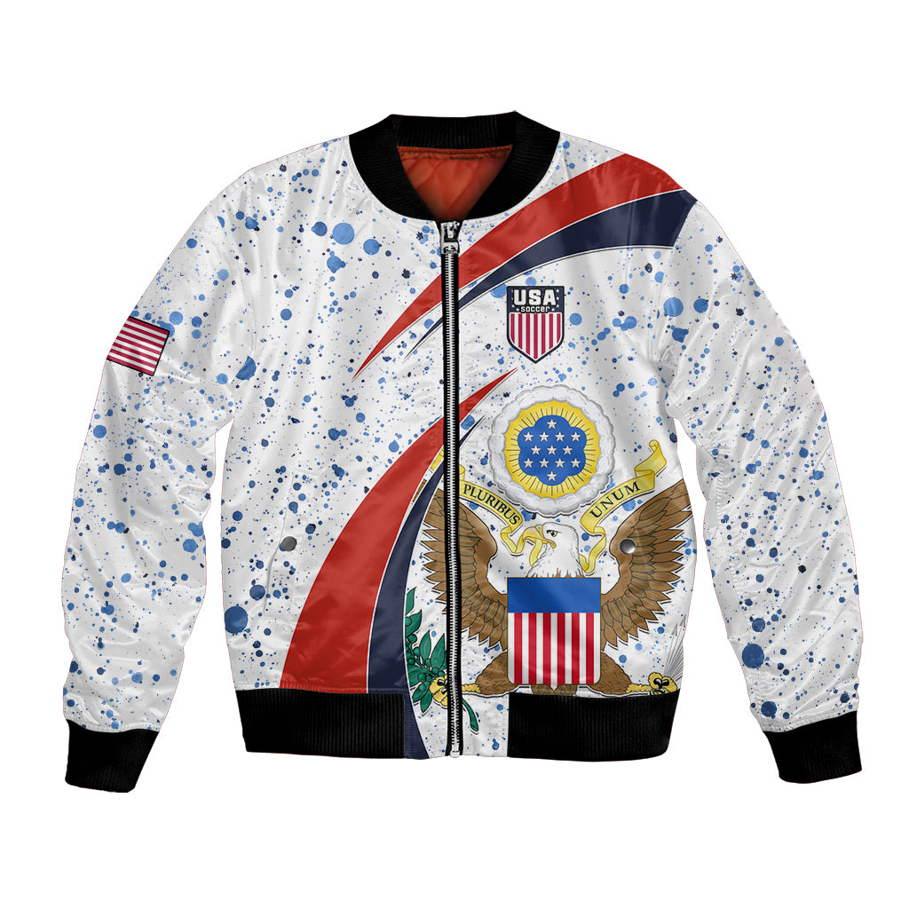 United States Soccer Bomber Jacket USA Coat Of Arms Sporty Style - Wonder Print Shop