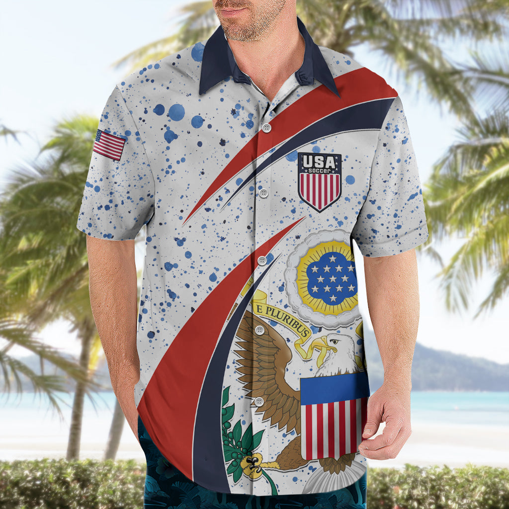 United States Soccer Hawaiian Shirt USA Coat Of Arms Sporty Style - Wonder Print Shop