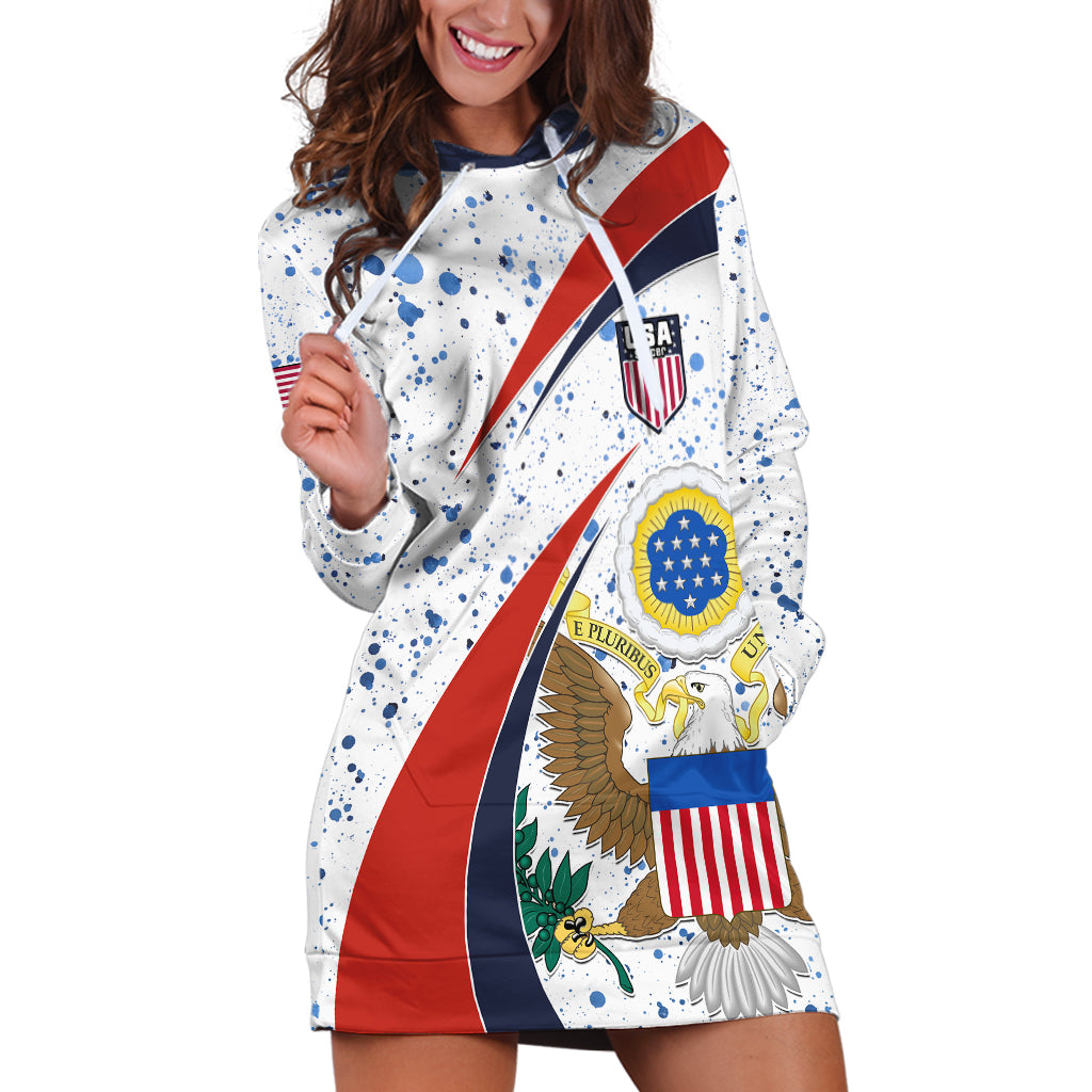 United States Soccer Hoodie Dress USA Coat Of Arms Sporty Style - Wonder Print Shop