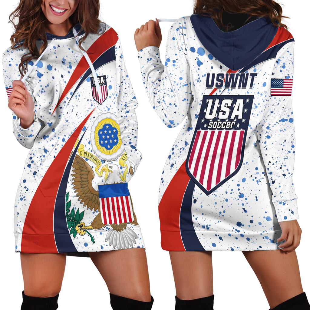 United States Soccer Hoodie Dress USA Coat Of Arms Sporty Style - Wonder Print Shop