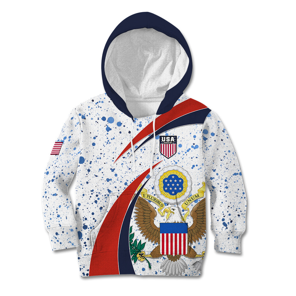 United States Soccer Kid Hoodie USA Coat Of Arms Sporty Style - Wonder Print Shop