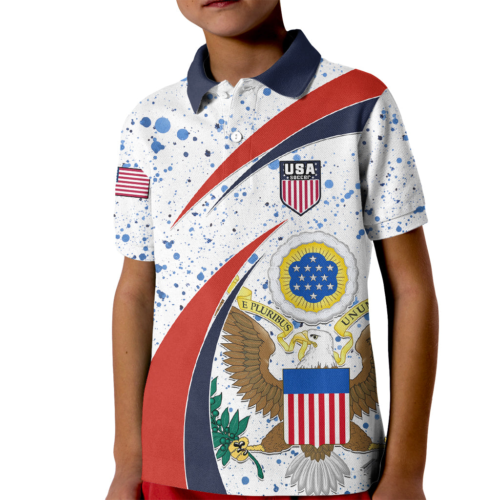 United States Soccer Kid Polo Shirt USA Coat Of Arms Sporty Style - Wonder Print Shop