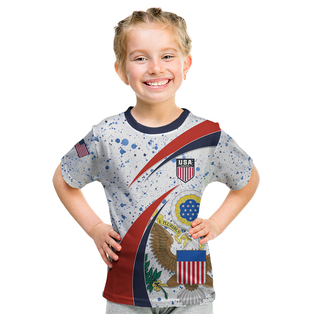 United States Soccer Kid T Shirt USA Coat Of Arms Sporty Style - Wonder Print Shop