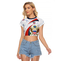 United States Soccer Raglan Cropped T Shirt USA Coat Of Arms Sporty Style - Wonder Print Shop