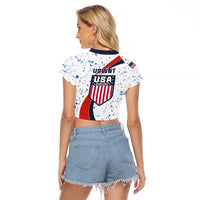 United States Soccer Raglan Cropped T Shirt USA Coat Of Arms Sporty Style - Wonder Print Shop
