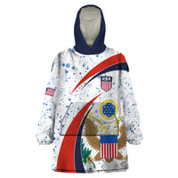 United States Soccer Wearable Blanket Hoodie USA Coat Of Arms Sporty Style - Wonder Print Shop