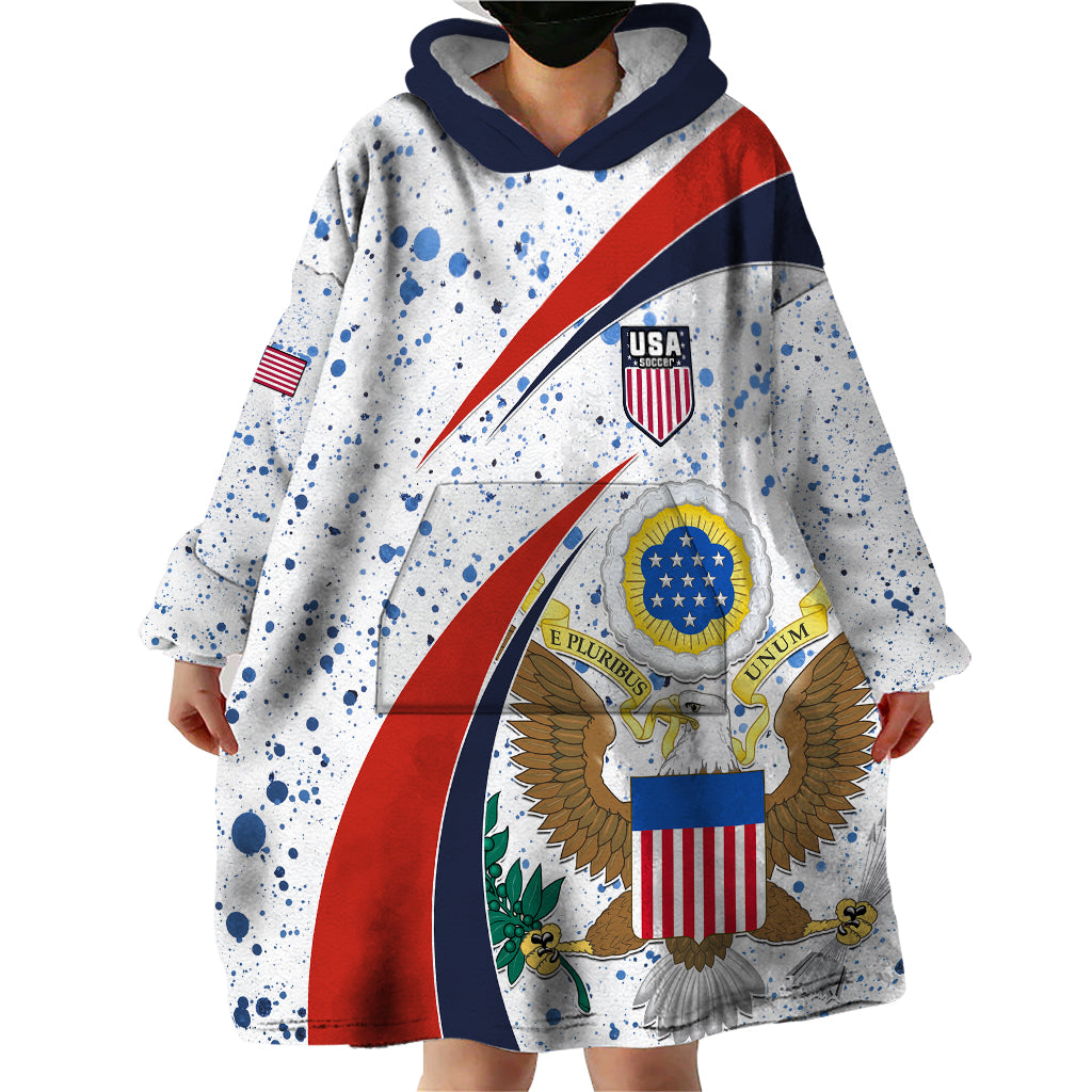 United States Soccer Wearable Blanket Hoodie USA Coat Of Arms Sporty Style - Wonder Print Shop