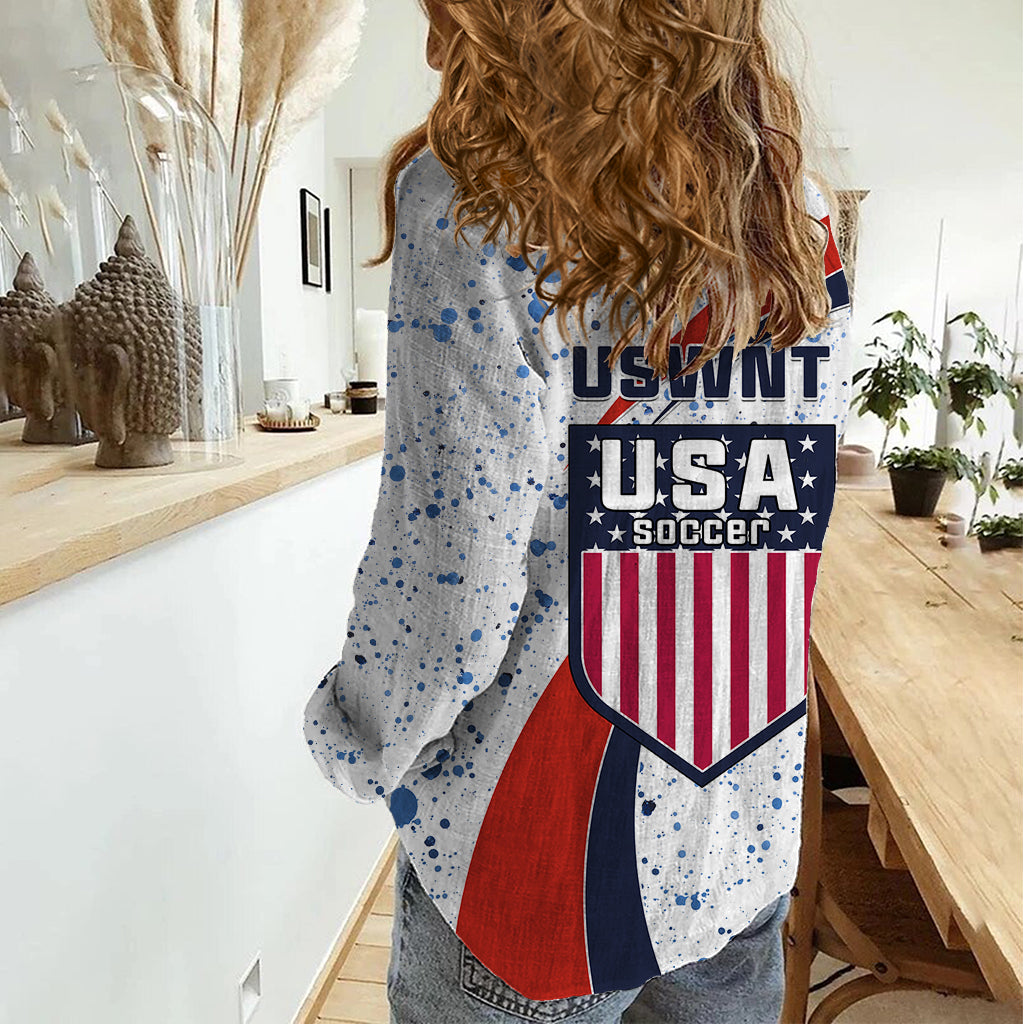 United States Soccer Women Casual Shirt USA Coat Of Arms Sporty Style - Wonder Print Shop