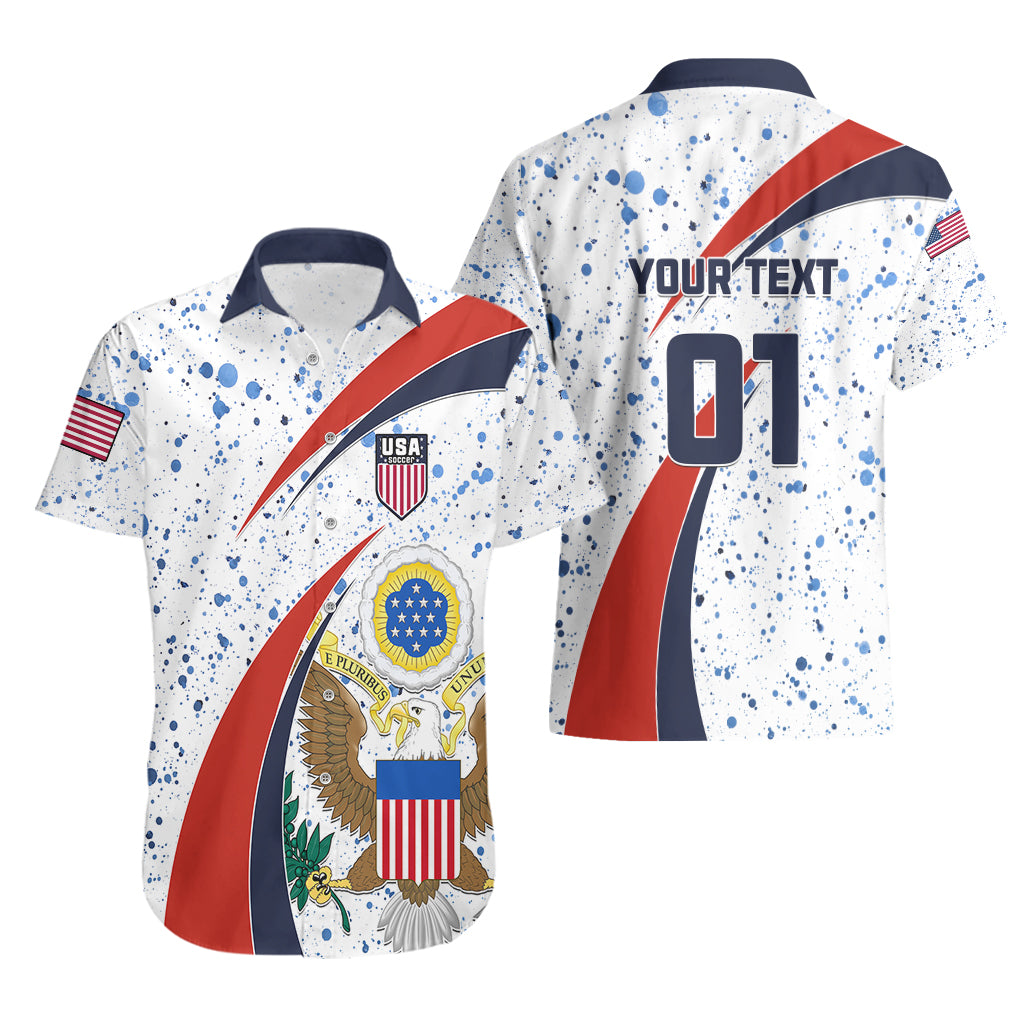 Personalised United States Soccer Hawaiian Shirt USA Coat Of Arms Sporty Style - Wonder Print Shop