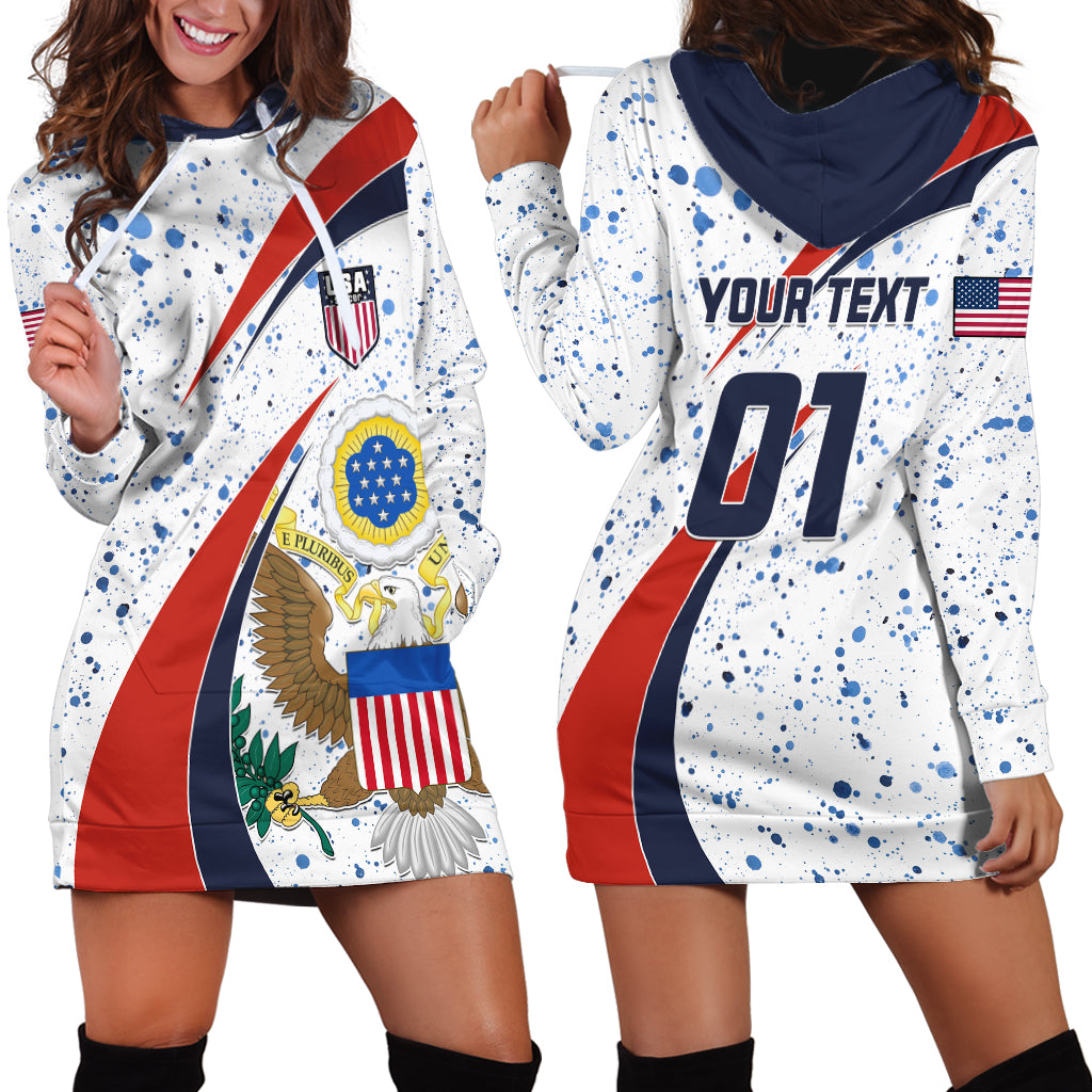 Personalised United States Soccer Hoodie Dress USA Coat Of Arms Sporty Style - Wonder Print Shop