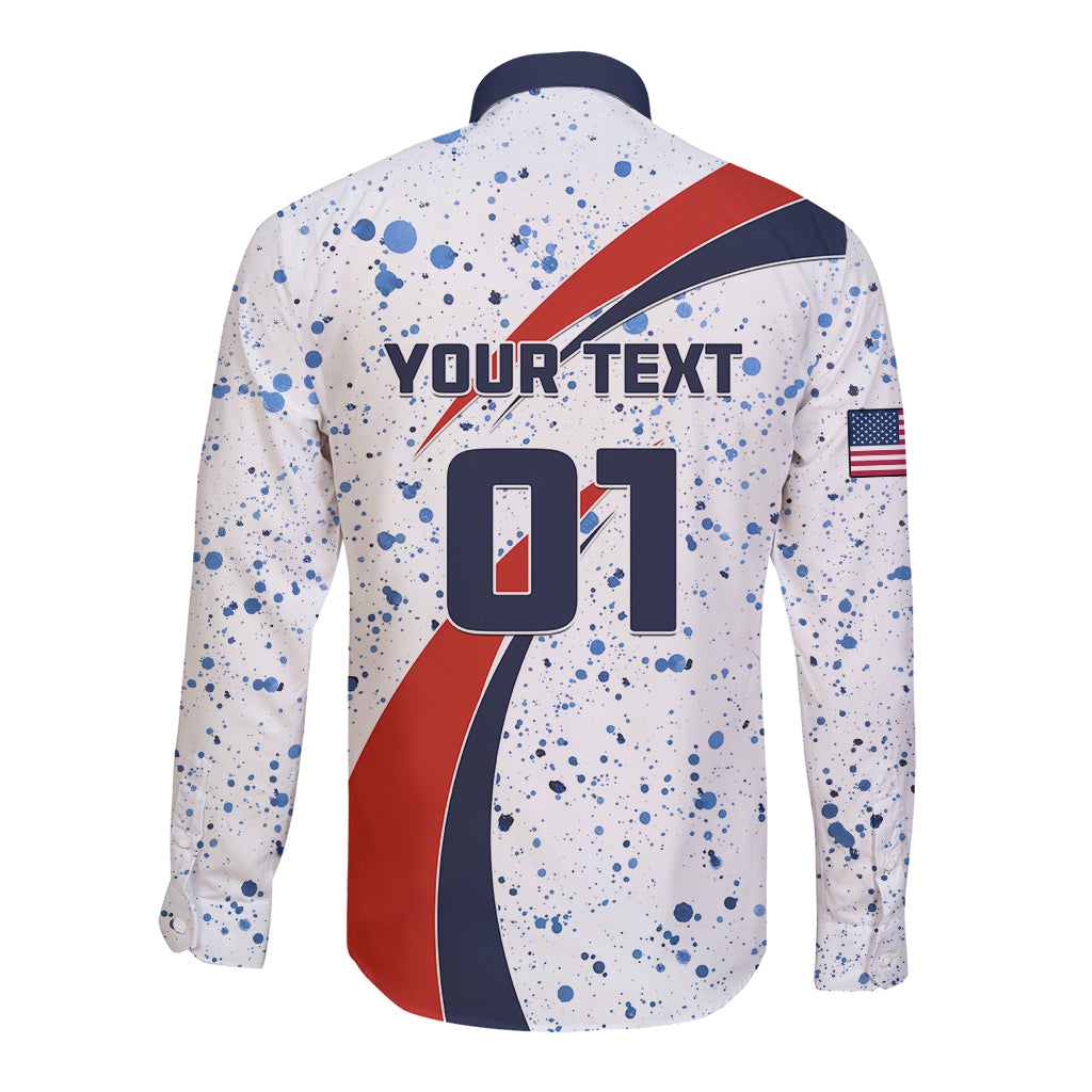 Personalised United States Soccer Long Sleeve Button Shirt USA Coat Of Arms Sporty Style - Wonder Print Shop