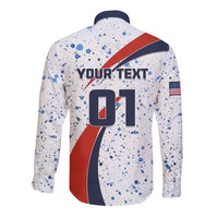 Personalised United States Soccer Long Sleeve Button Shirt USA Coat Of Arms Sporty Style - Wonder Print Shop