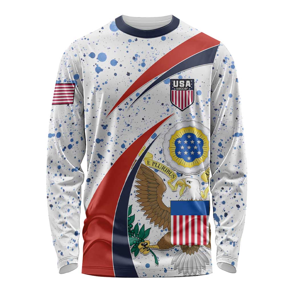 Personalised United States Soccer Long Sleeve Shirt USA Coat Of Arms Sporty Style LT01