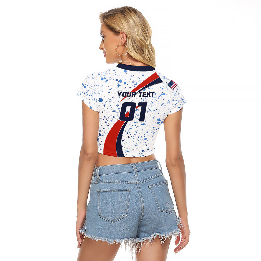 Personalised United States Soccer Raglan Cropped T Shirt USA Coat Of Arms Sporty Style - Wonder Print Shop