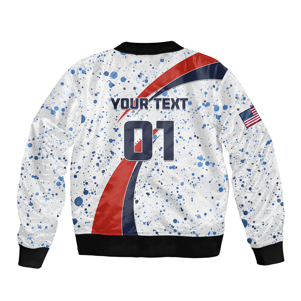 Personalised United States Soccer Sleeve Zip Bomber Jacket USA Coat Of Arms Sporty Style - Wonder Print Shop