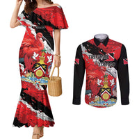 Personalized Trinidad And Tobago Scarlet Ibis Couples Matching Mermaid Dress and Long Sleeve Button Shirt Special Stylized - Wonder Print Shop