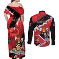 Personalized Trinidad And Tobago Scarlet Ibis Couples Matching Off Shoulder Maxi Dress and Long Sleeve Button Shirt Special Stylized - Wonder Print Shop
