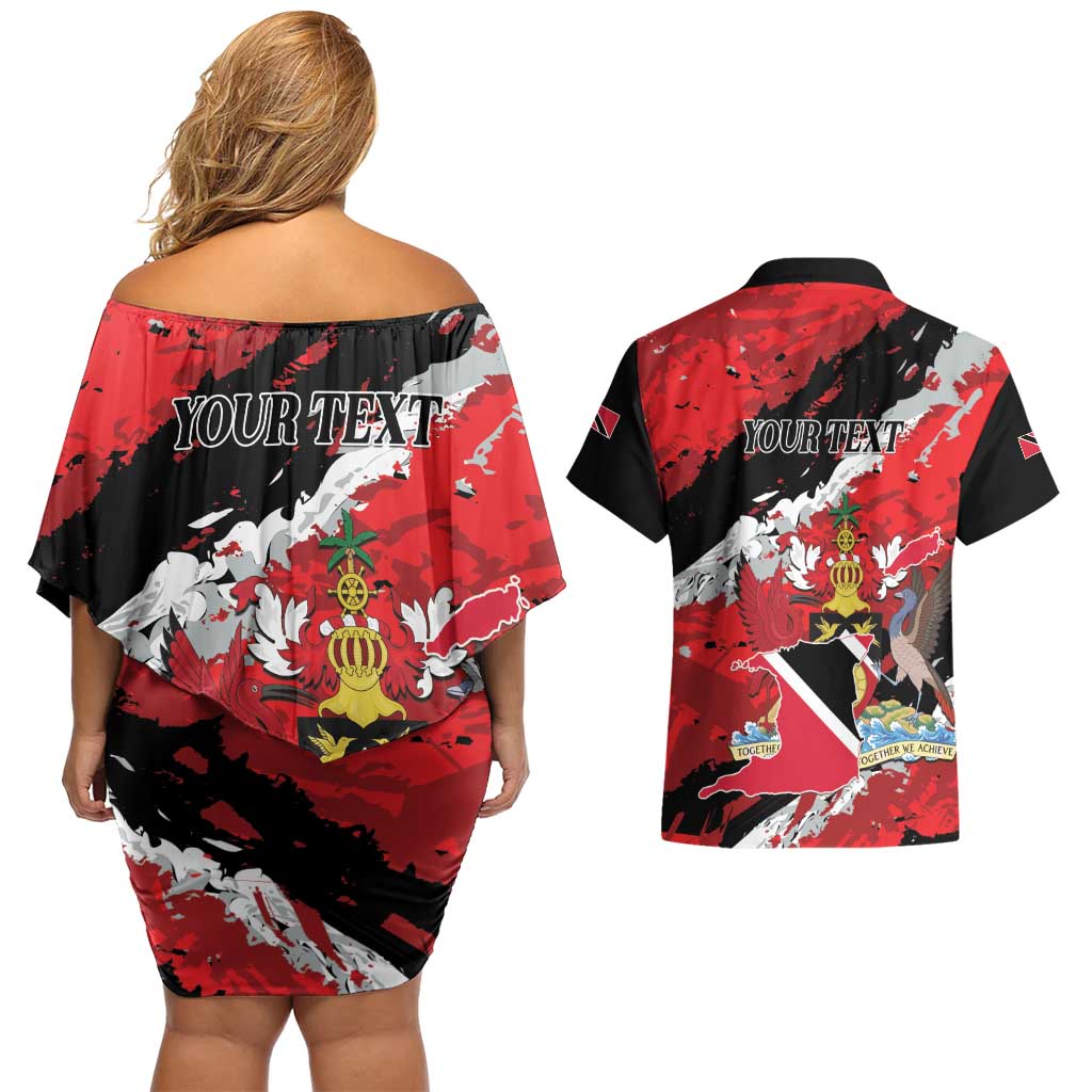 Personalized Trinidad And Tobago Scarlet Ibis Couples Matching Off Shoulder Short Dress and Hawaiian Shirt Special Stylized - Wonder Print Shop