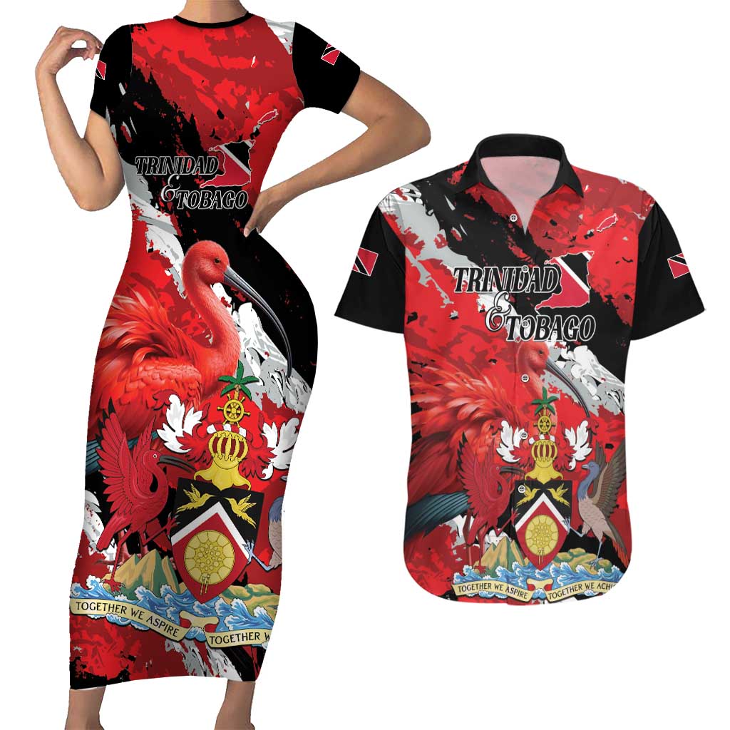 Personalized Trinidad And Tobago Scarlet Ibis Couples Matching Short Sleeve Bodycon Dress and Hawaiian Shirt Special Stylized - Wonder Print Shop
