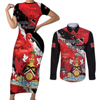 Personalized Trinidad And Tobago Scarlet Ibis Couples Matching Short Sleeve Bodycon Dress and Long Sleeve Button Shirt Special Stylized - Wonder Print Shop