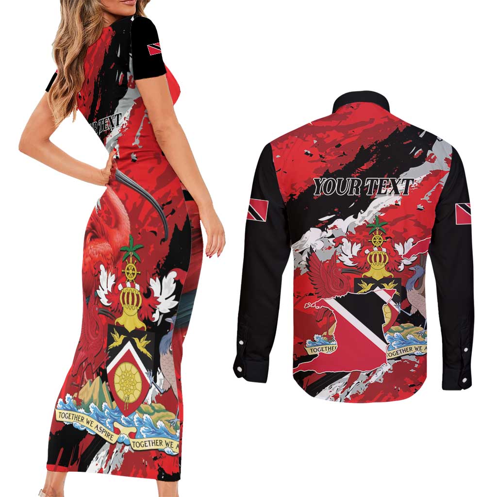 Personalized Trinidad And Tobago Scarlet Ibis Couples Matching Short Sleeve Bodycon Dress and Long Sleeve Button Shirt Special Stylized - Wonder Print Shop